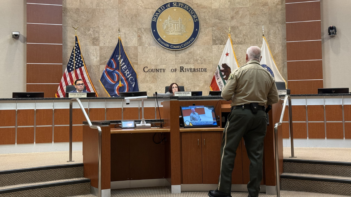 Undersheriff Don Sharp addresses the Riverside County Board of Supervisors